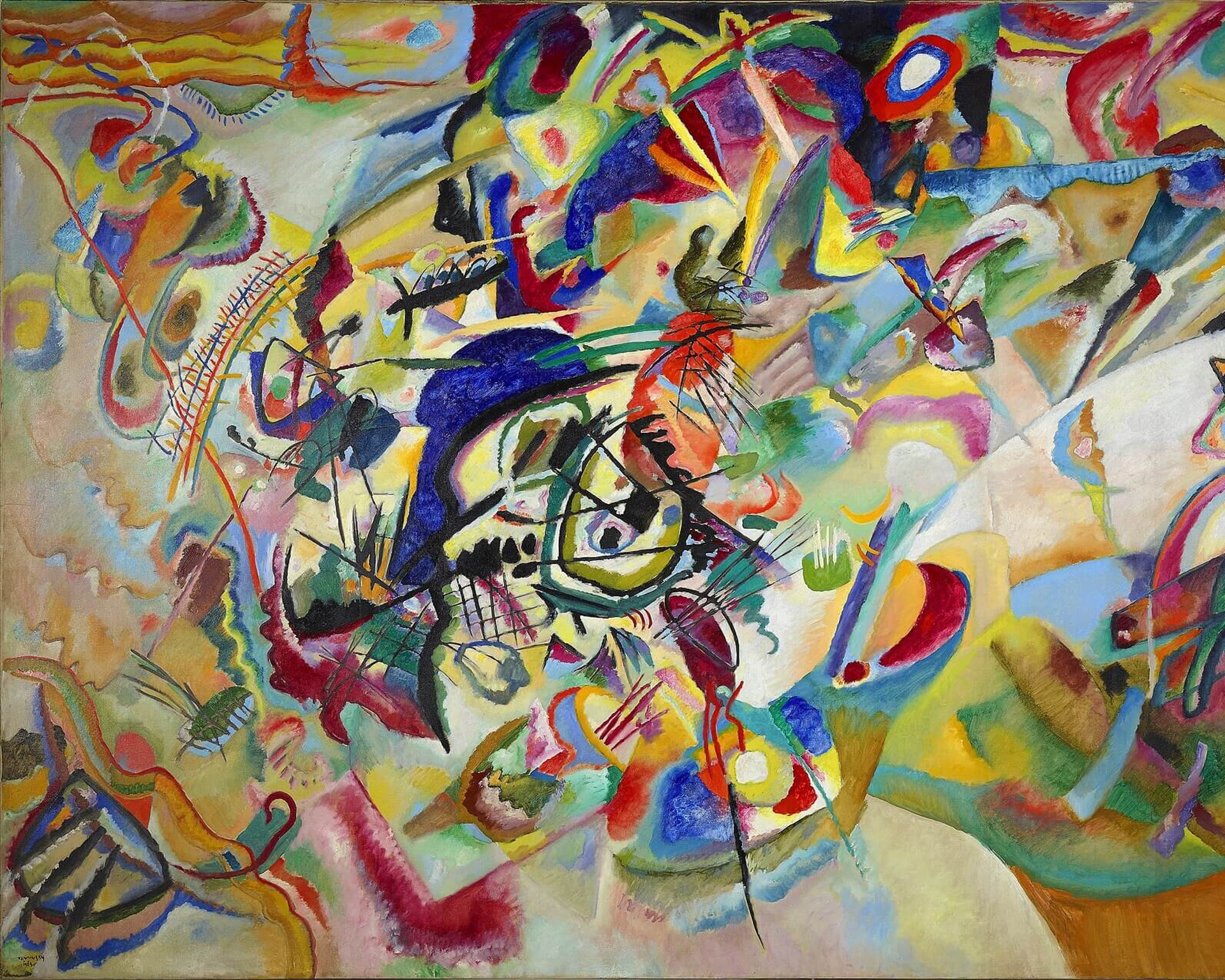 Абстрактна композиція Василя Кандинського “Composition VII” (1913), що символізує складні внутрішні психічні процеси та динаміку думок. The Metropolitan Museum of Art, Open Access.