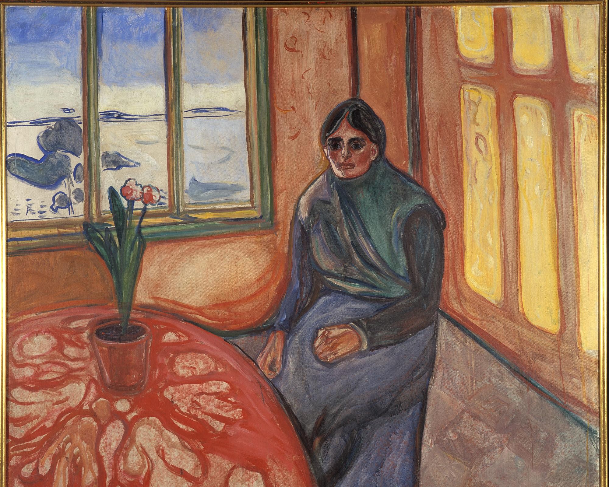 Edvard Munch, Melancholy, 1900–1901, oil on canvas. MUNCH Museum, Oslo. Public domain image via Wikimedia Commons.